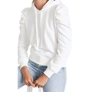 Rebecca Minkoff Janine Hoodie White Puff Shoulder Designer All Season Size S